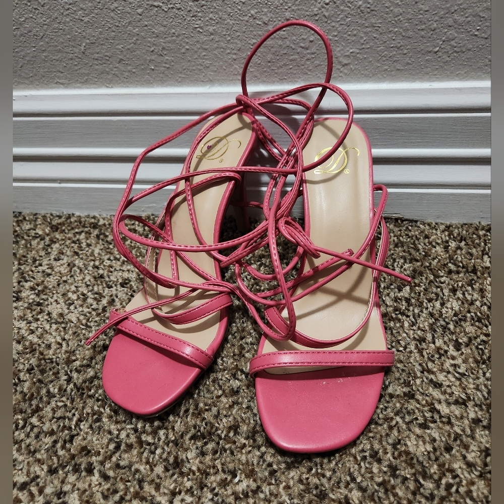 Pink Strappy Sandal Heels